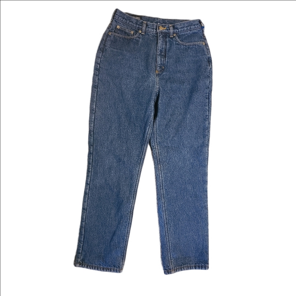 Lands' End Women's Fleece-Lined Straight Leg Blue Jeans